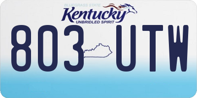 KY license plate 803UTW