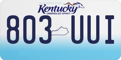 KY license plate 803UUI