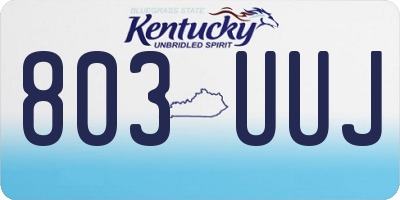 KY license plate 803UUJ