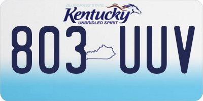 KY license plate 803UUV