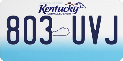 KY license plate 803UVJ