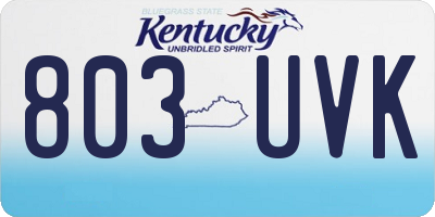 KY license plate 803UVK
