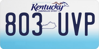 KY license plate 803UVP
