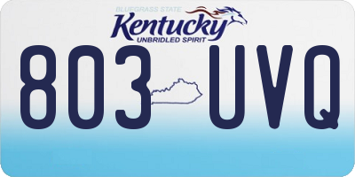KY license plate 803UVQ