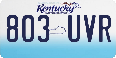 KY license plate 803UVR