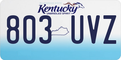 KY license plate 803UVZ