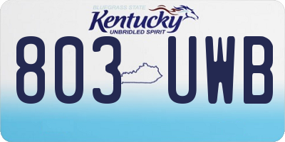 KY license plate 803UWB