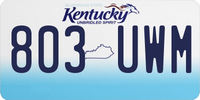 KY license plate 803UWM