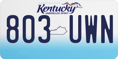 KY license plate 803UWN