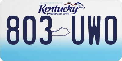 KY license plate 803UWO