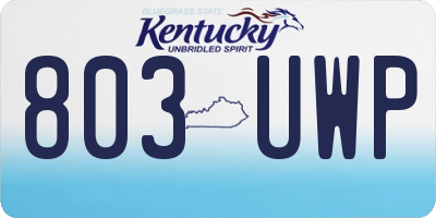 KY license plate 803UWP