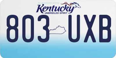 KY license plate 803UXB