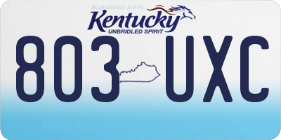 KY license plate 803UXC
