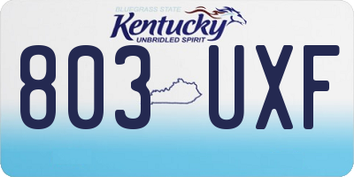 KY license plate 803UXF