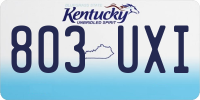 KY license plate 803UXI