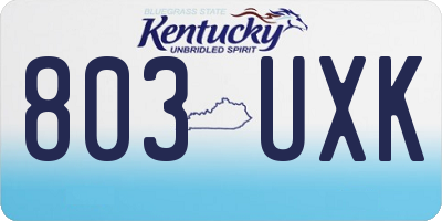 KY license plate 803UXK