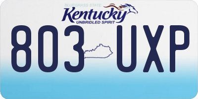 KY license plate 803UXP
