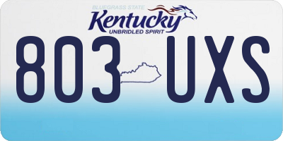 KY license plate 803UXS