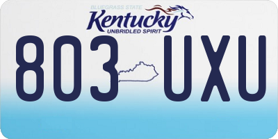 KY license plate 803UXU