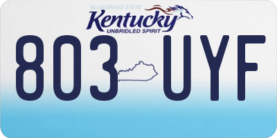 KY license plate 803UYF
