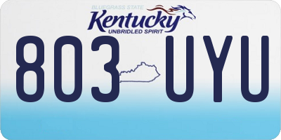 KY license plate 803UYU
