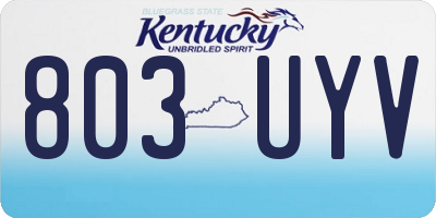 KY license plate 803UYV