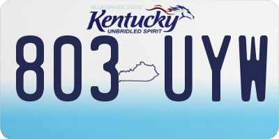 KY license plate 803UYW