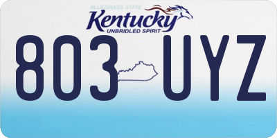 KY license plate 803UYZ