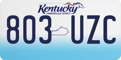 KY license plate 803UZC