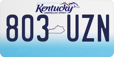 KY license plate 803UZN