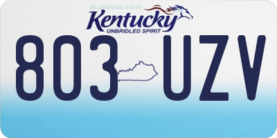 KY license plate 803UZV