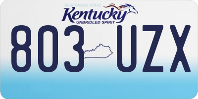 KY license plate 803UZX