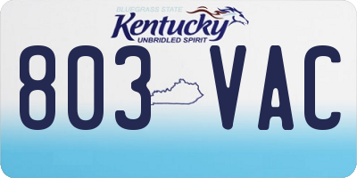 KY license plate 803VAC