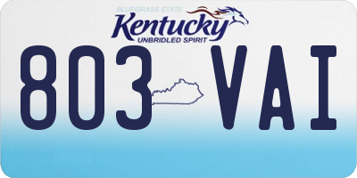 KY license plate 803VAI