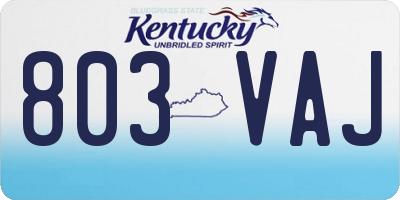 KY license plate 803VAJ