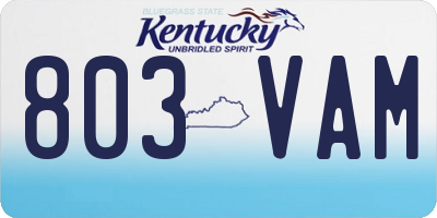 KY license plate 803VAM