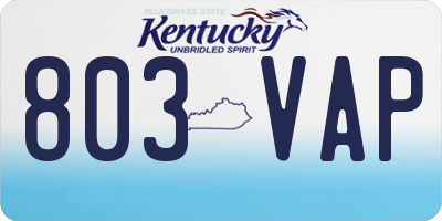 KY license plate 803VAP