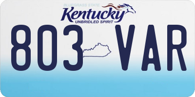 KY license plate 803VAR