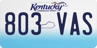 KY license plate 803VAS