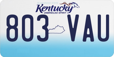 KY license plate 803VAU