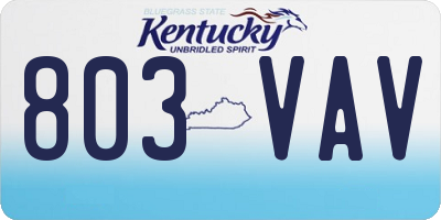 KY license plate 803VAV