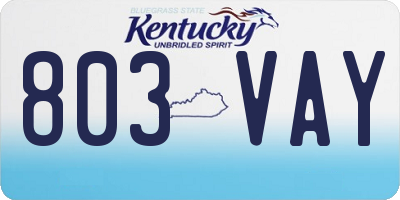 KY license plate 803VAY