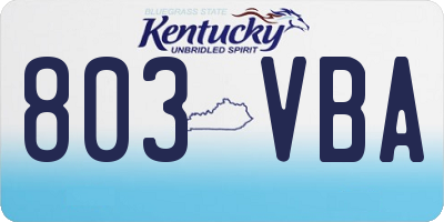 KY license plate 803VBA