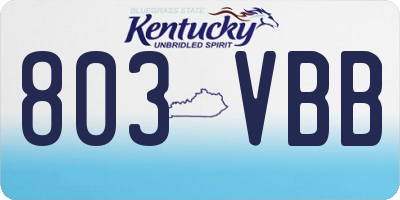 KY license plate 803VBB