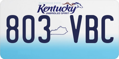 KY license plate 803VBC