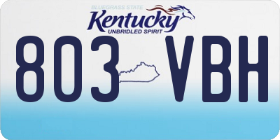 KY license plate 803VBH