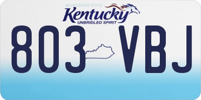 KY license plate 803VBJ