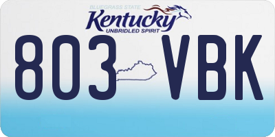 KY license plate 803VBK