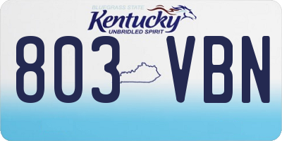 KY license plate 803VBN
