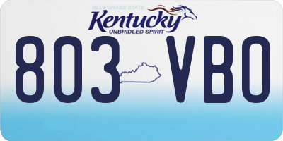 KY license plate 803VBO